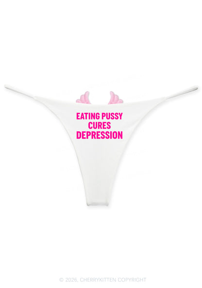 Eating Puxxy Cures Depression Y2K Goth Angel Wings Bikini String Thong Cherrykitten