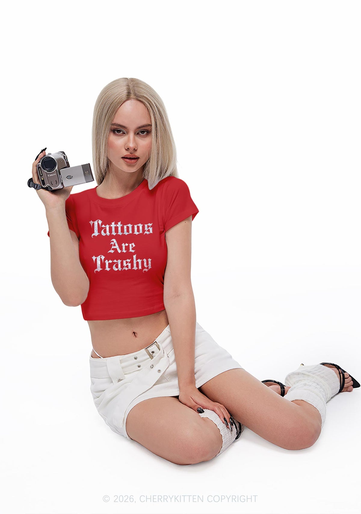 Glitter Tattoos Are Trashy Y2K Baby Tee Cherrykitten