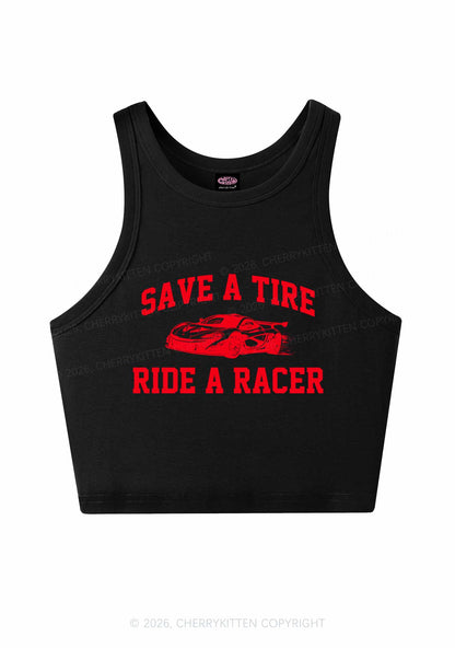 Save A Tire Ride A Racer Y2K Crop Tank Top Cherrykitten