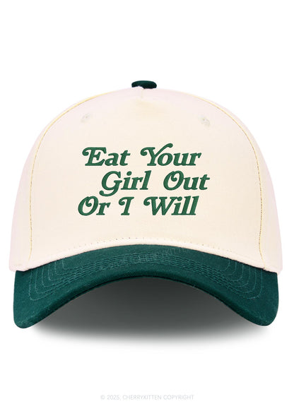 Embroidered Eat Your Girl Out Pride Y2K Color Block Baseball Cap Cherrykitten