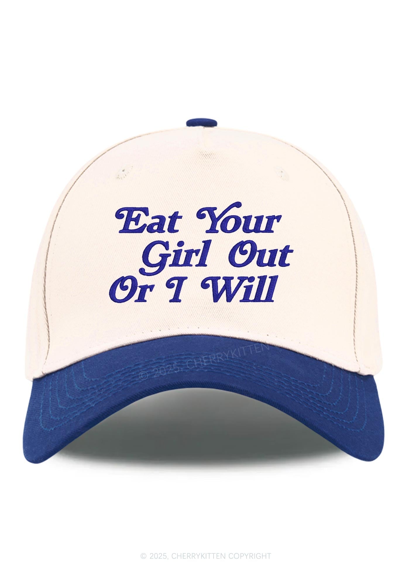 Embroidered Eat Your Girl Out Pride Y2K Color Block Baseball Cap Cherrykitten