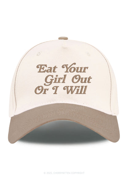 Embroidered Eat Your Girl Out Pride Y2K Color Block Baseball Cap Cherrykitten
