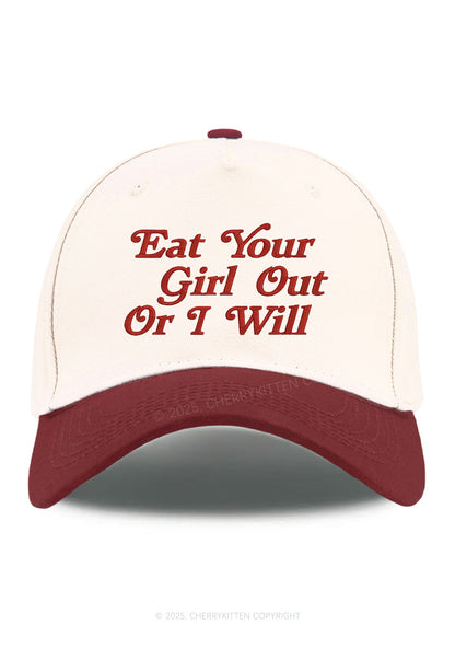 Embroidered Eat Your Girl Out Pride Y2K Color Block Baseball Cap Cherrykitten