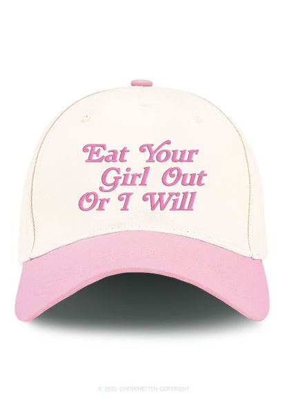 Embroidered Eat Your Girl Out Pride Y2K Color Block Baseball Cap Cherrykitten