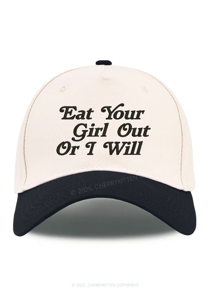 Embroidered Eat Your Girl Out Pride Y2K Color Block Baseball Cap Cherrykitten