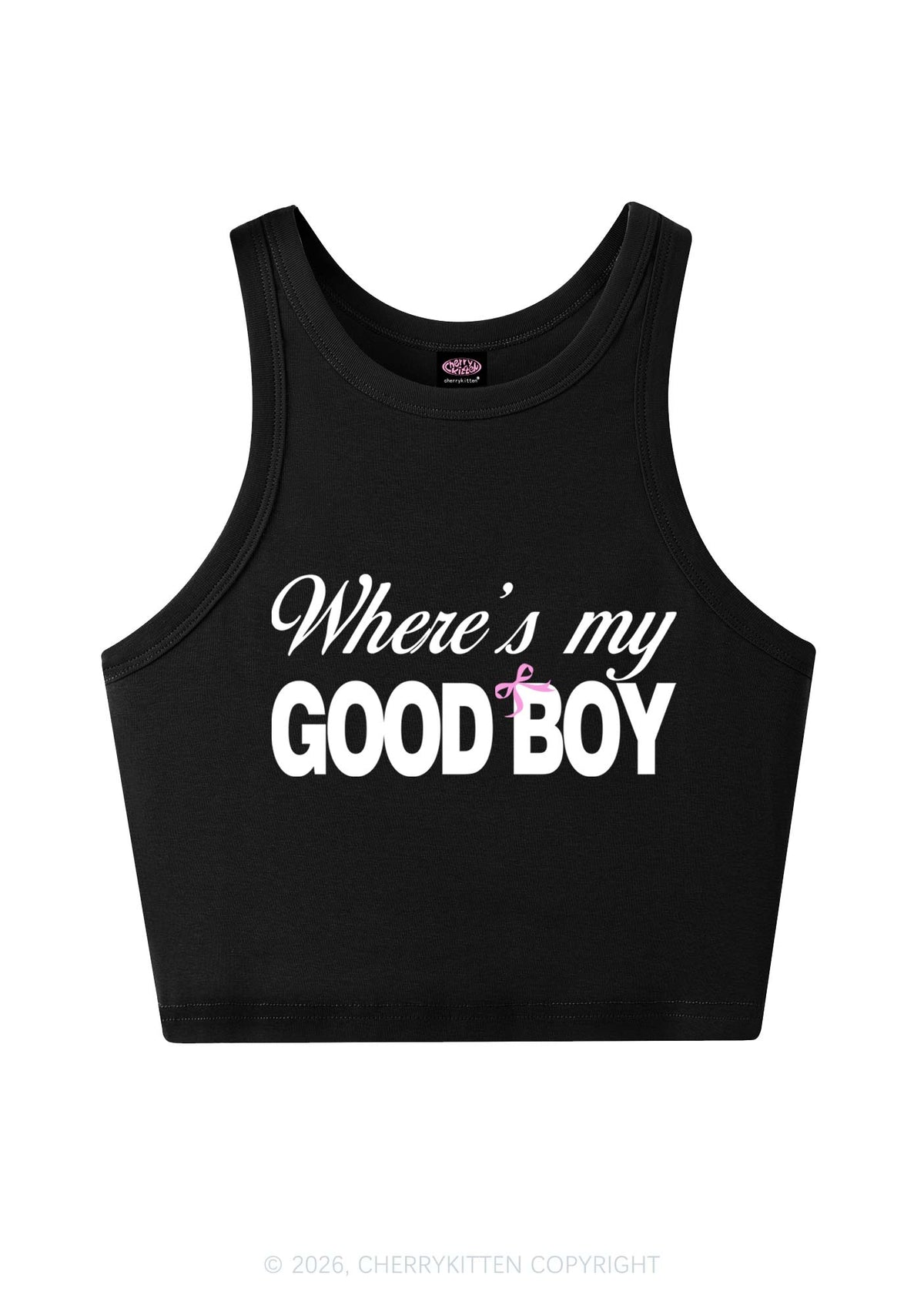 Wheres My Good Boy Y2K Crop Tank Top Cherrykitten