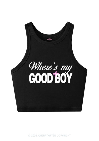 Wheres My Good Boy Y2K Crop Tank Top Cherrykitten