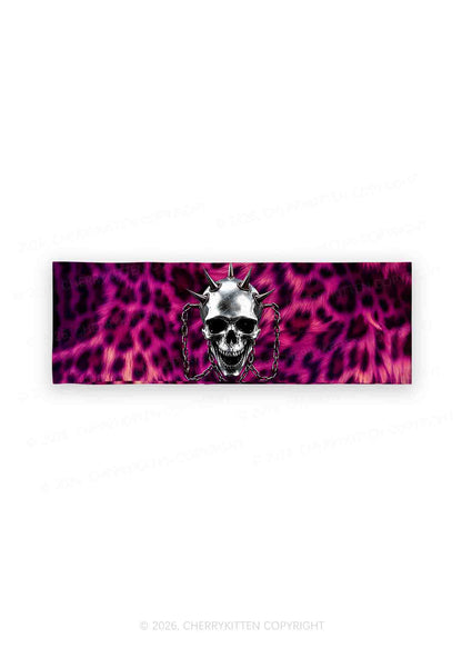 Halloween Spiked Skull Leopard Y2K Print Headband Cherrykitten