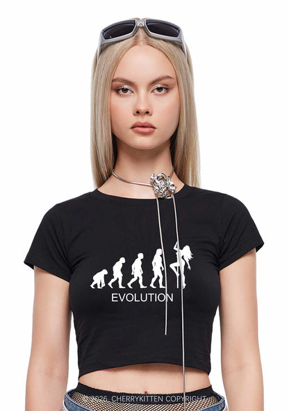 Evolution Pole Dancer Silhouette Y2K Baby Tee Cherrykitten