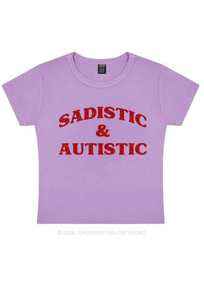 Glitter Sadistic And Autistic Y2K Baby Tee Cherrykitten