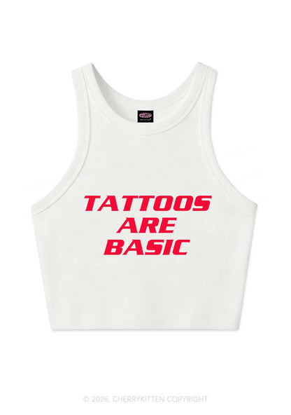 Tattoos Are Basic Y2K Crop Tank Top Cherrykitten