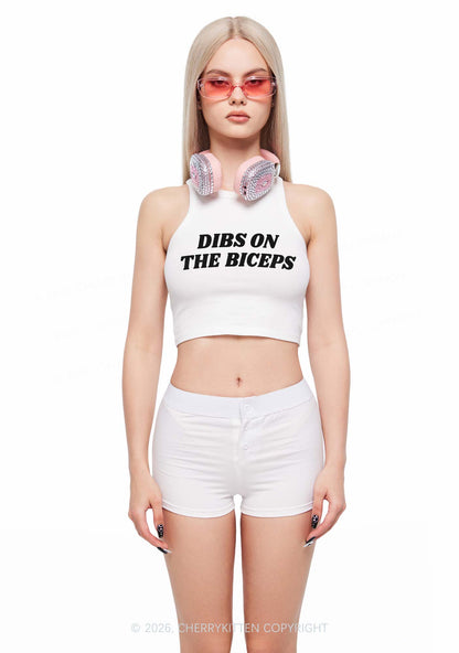 Dibs On The Biceps Y2K Crop Tank Top Cherrykitten