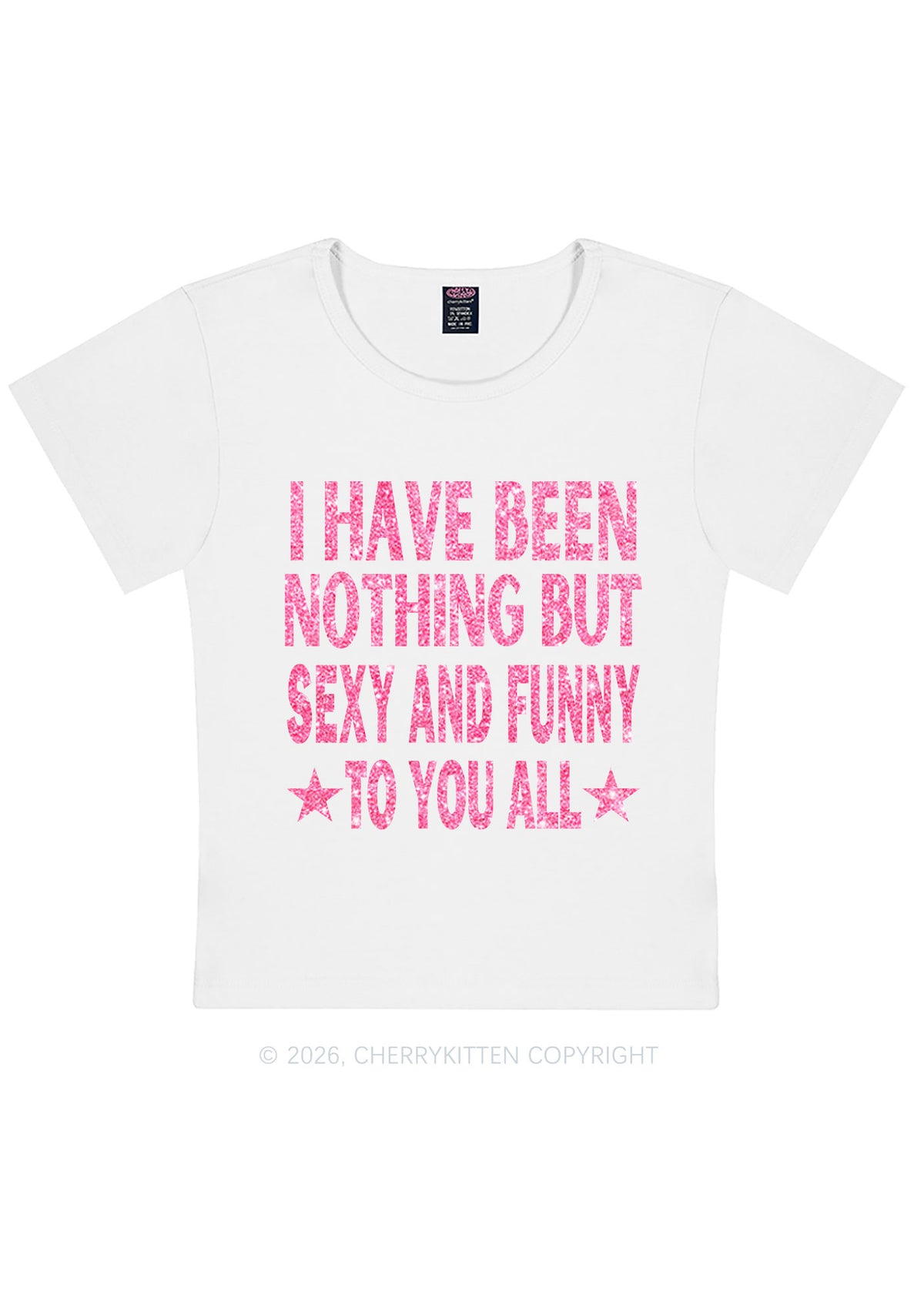 Glitter I Have Been Funny Y2K Baby Tee Cherrykitten