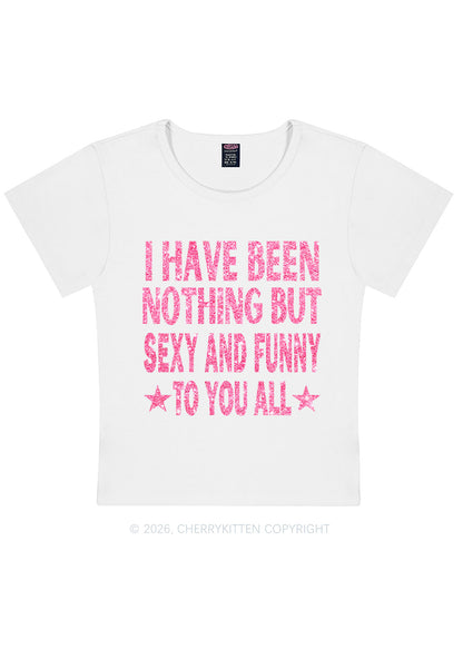 Glitter I Have Been Funny Y2K Baby Tee Cherrykitten