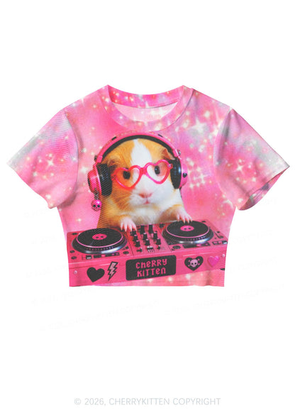 DJ Guinea Pig Y2K Mesh Crop Top Cherrykitten