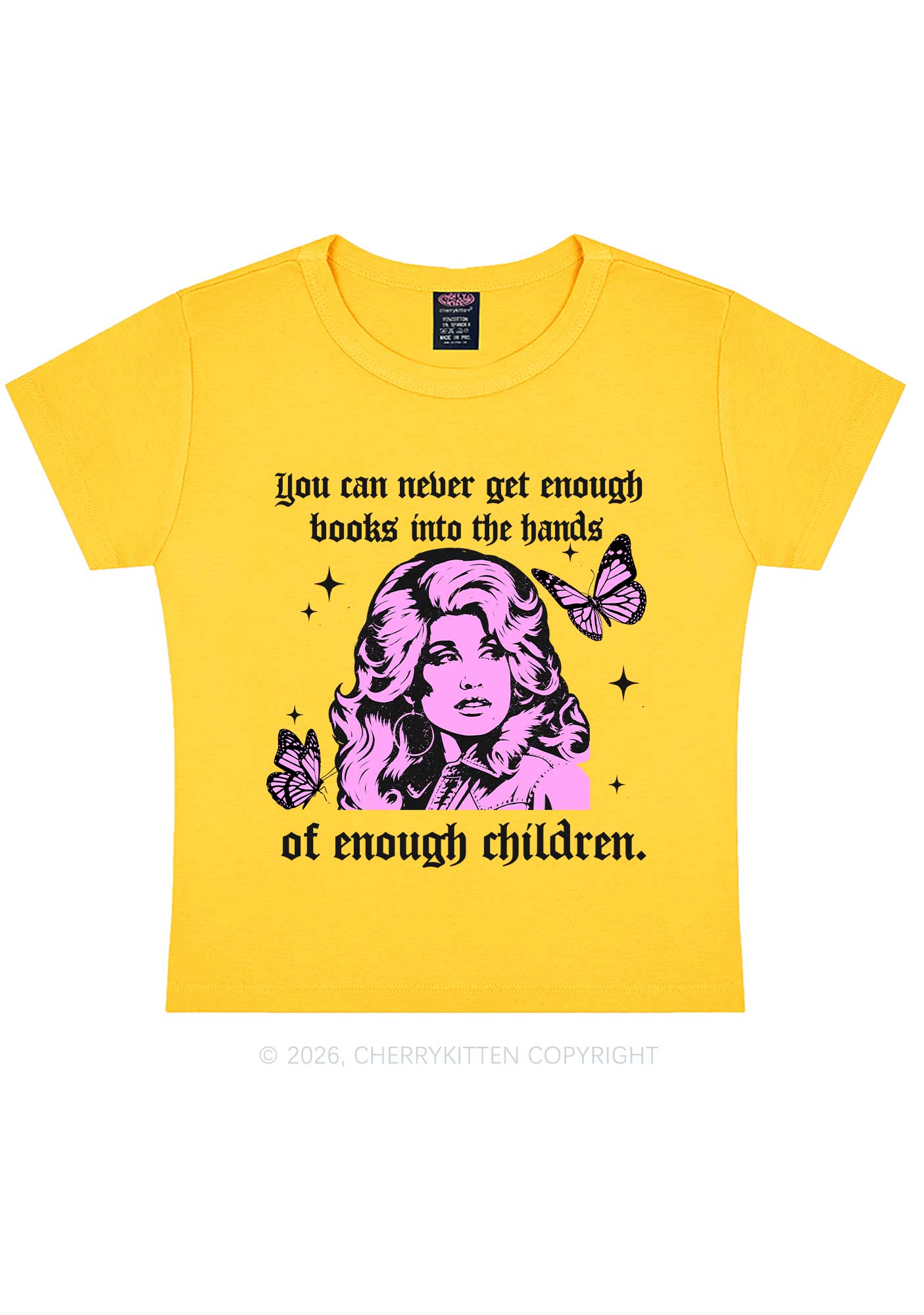 Get Enough Books Into Children Y2K Baby Tee Cherrykitten
