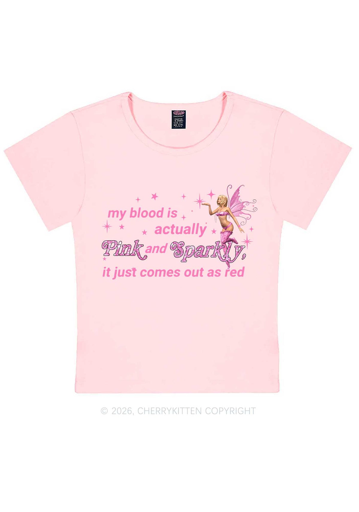 My Blood Is Pink And Sparkly Y2K Baby Tee Cherrykitten