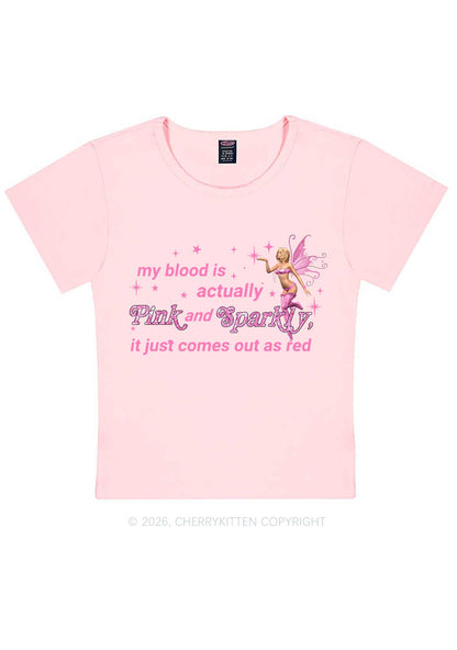 My Blood Is Pink And Sparkly Y2K Baby Tee Cherrykitten