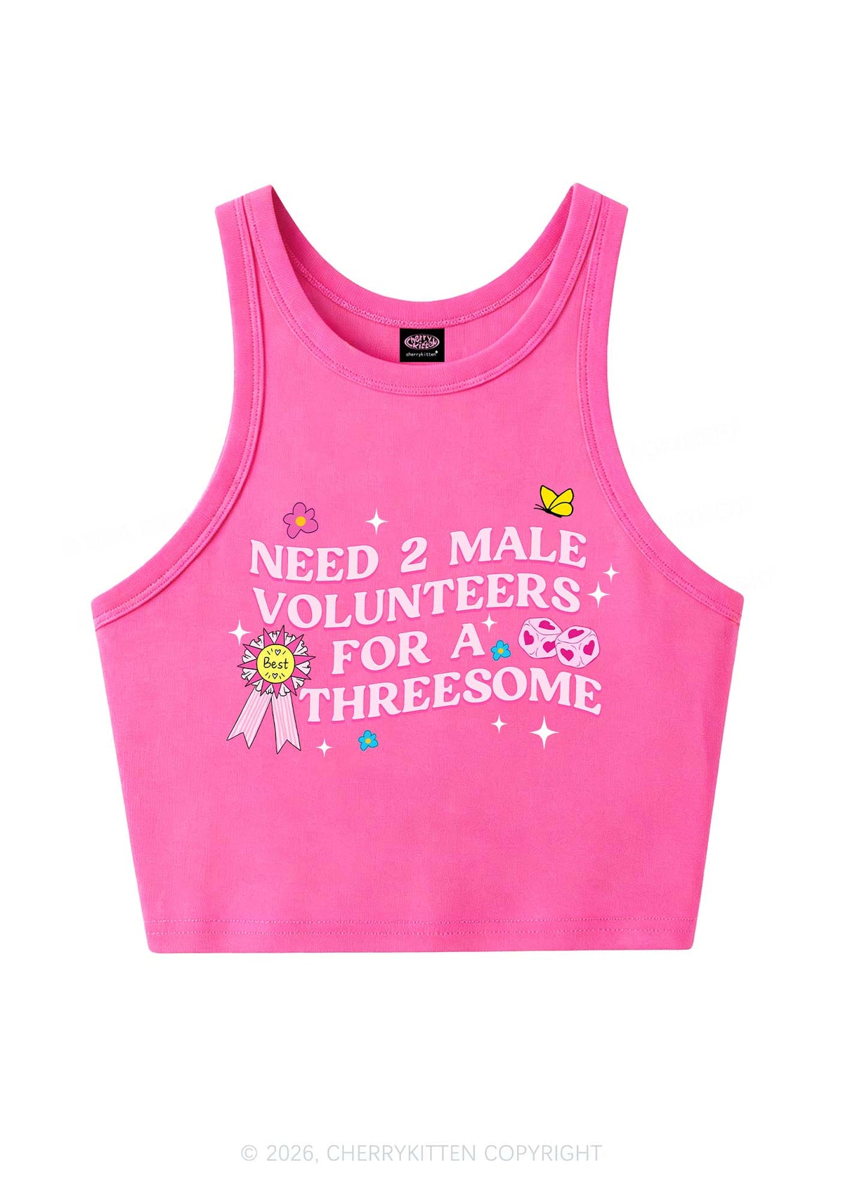Two Male Volunteers For Threesome Y2K Crop Tank Top Cherrykitten