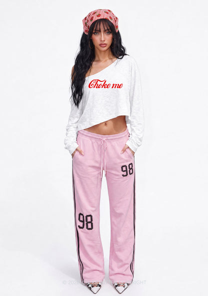 Choke Me Y2K Off Shoulder Long Sleeve Crop Top Cherrykitten