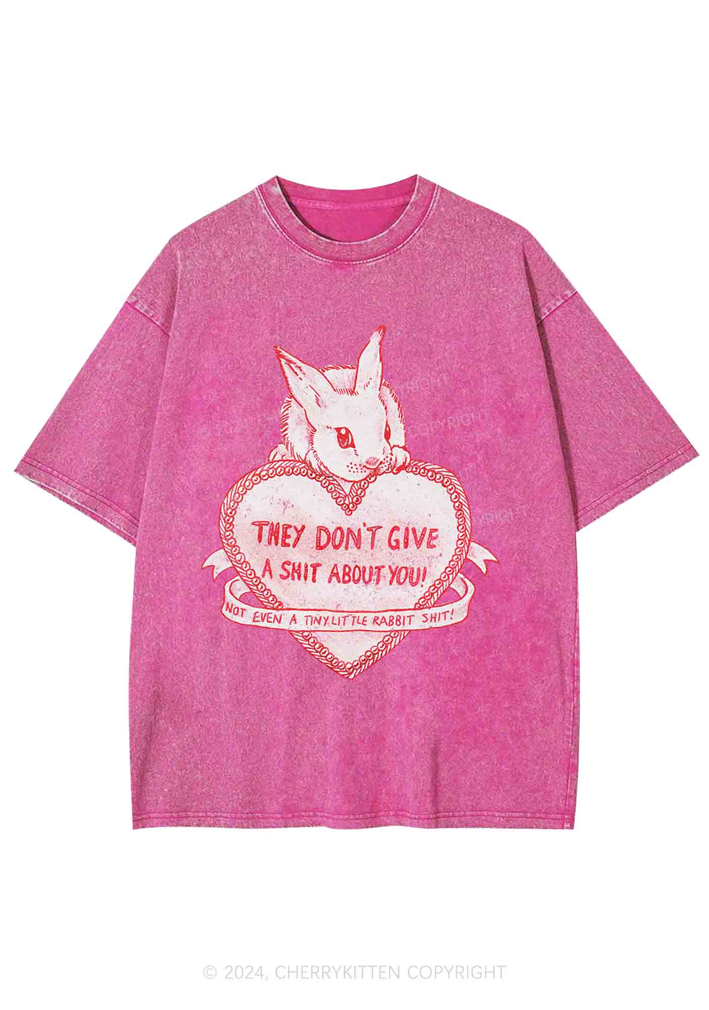 They Don't Give A Shxt About You Y2K Washed Tee Cherrykitten