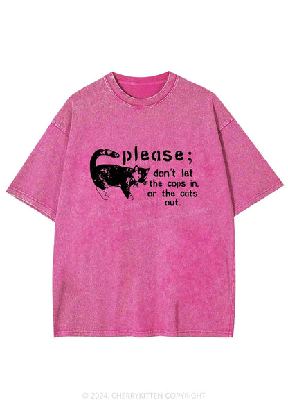 Please Don't Let The Cops In Y2K Washed Tee Cherrykitten