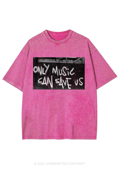 Only Music Can Save Us Y2K Washed Tee Cherrykitten