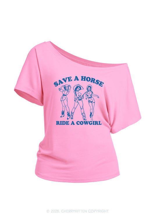 Ride A Cowgirl Pride Y2K Off Shoulder Tee Cherrykitten