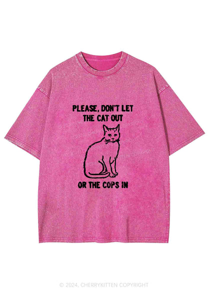 Don't Let The Cat Out Y2K Washed Tee Cherrykitten