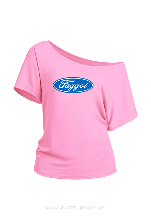 Faggot Pride Y2K Off Shoulder Tee Cherrykitten
