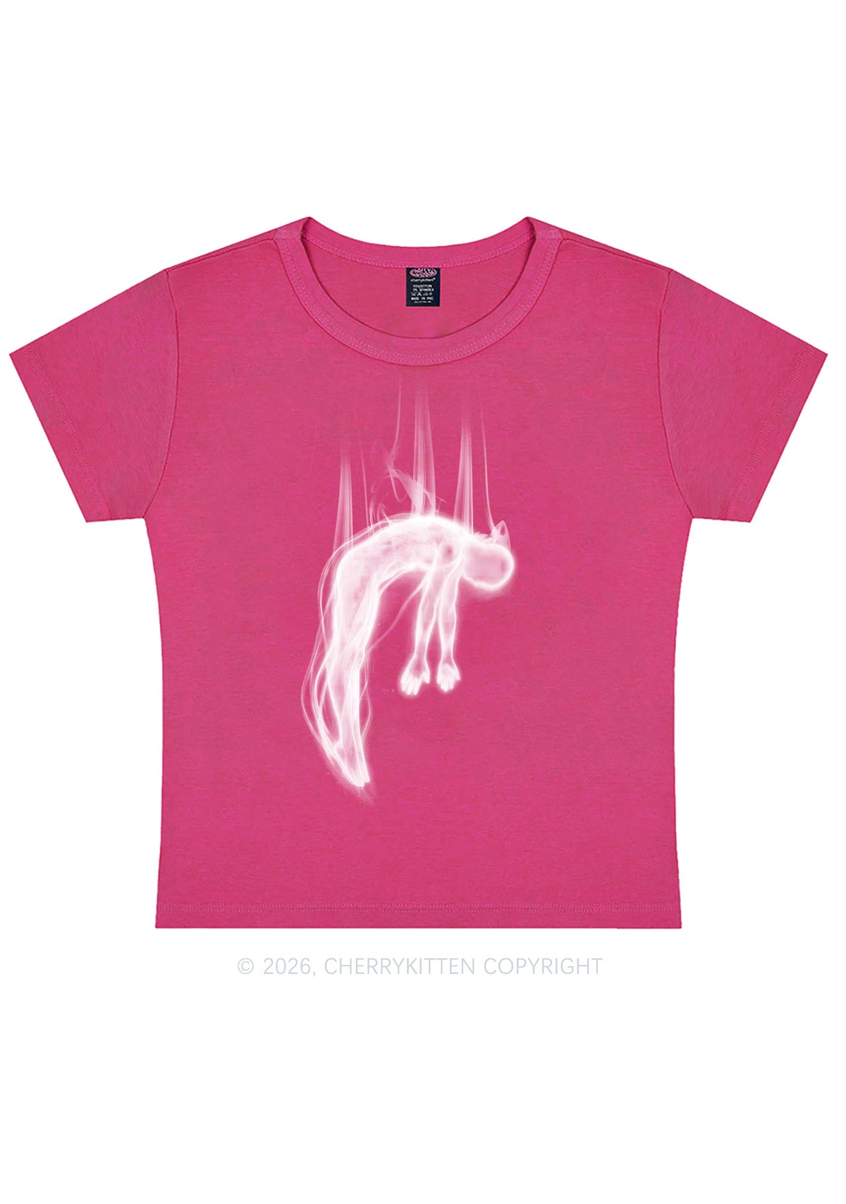Halloween Blue Falling Ghost Y2K Baby Tee Cherrykitten