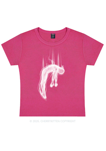 Halloween Blue Falling Ghost Y2K Baby Tee Cherrykitten