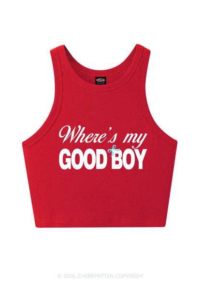 Wheres My Good Boy Y2K Crop Tank Top Cherrykitten