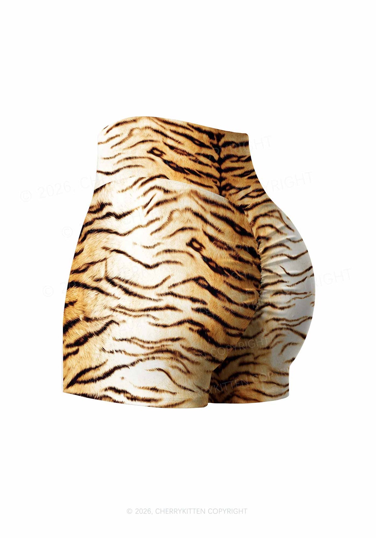 Tiger Stripes Y2K Print Gym Shorts Cherrykitten