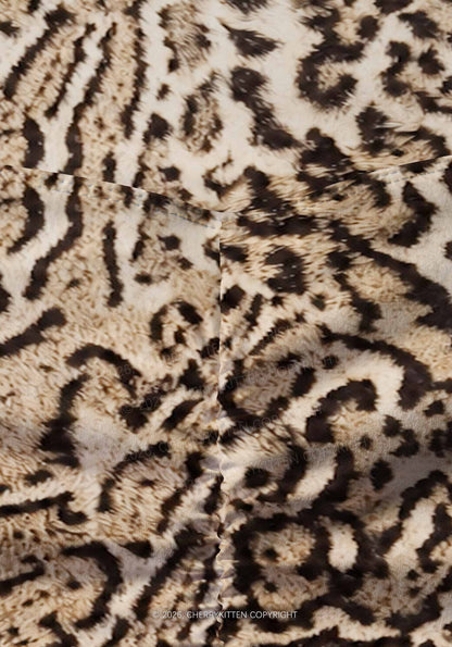 Brown Black Leopard Y2K Print Gym Shorts Cherrykitten