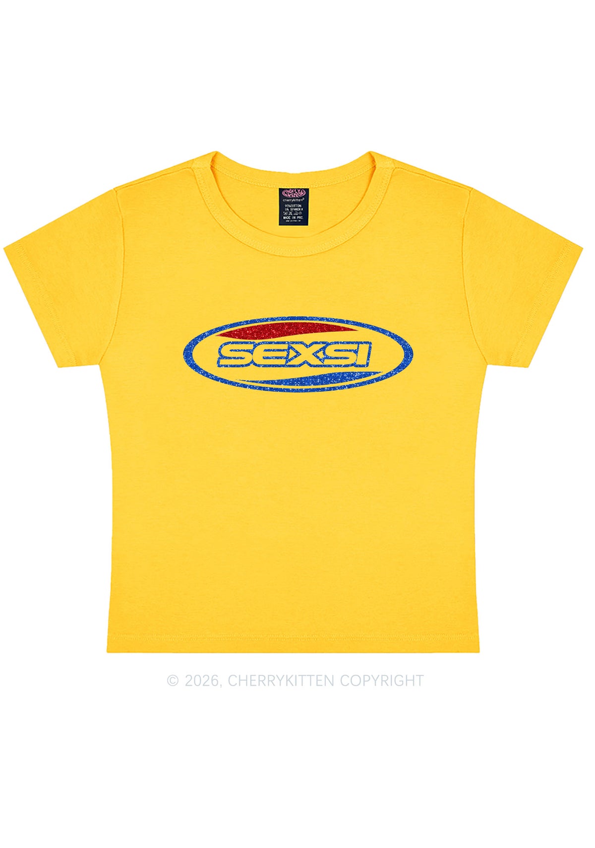 Glitter Sexsi Slogan Y2K Baby Tee Cherrykitten