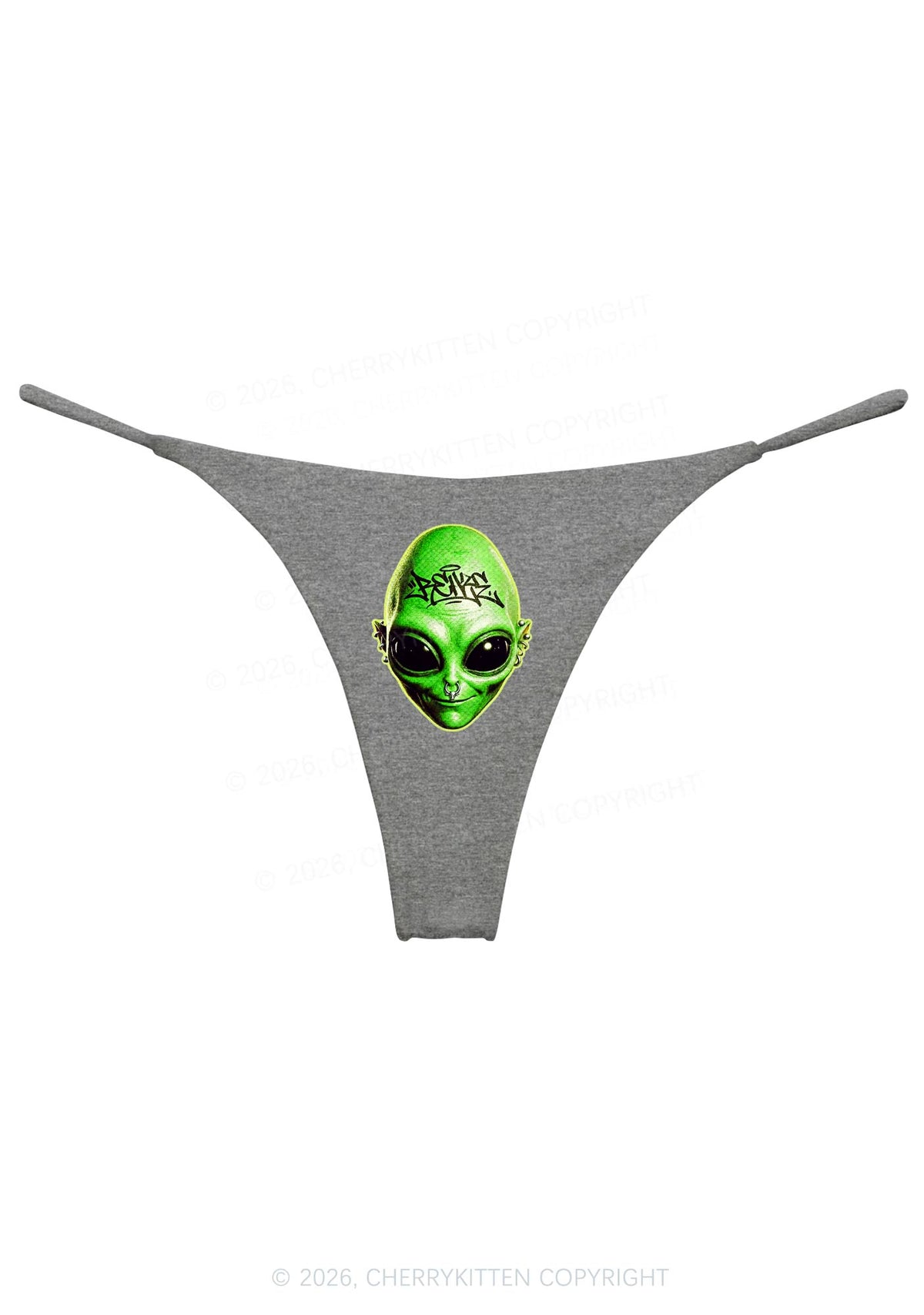 Halloween Green Alien Head Y2K Bikini String Thong Cherrykitten