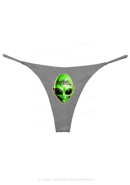 Halloween Green Alien Head Y2K Bikini String Thong Cherrykitten