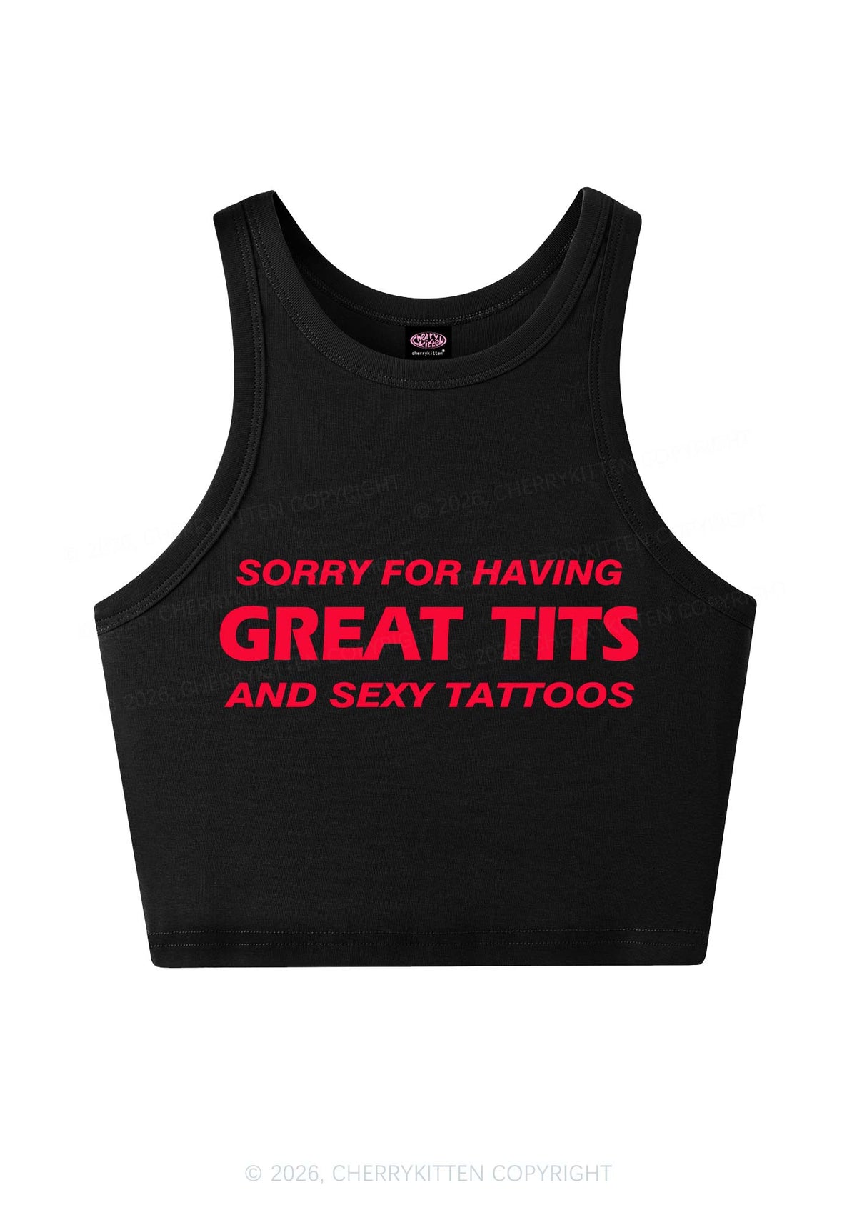Sorry For Great Txts And Sexy Tattoos Y2K Crop Tank Top Cherrykitten