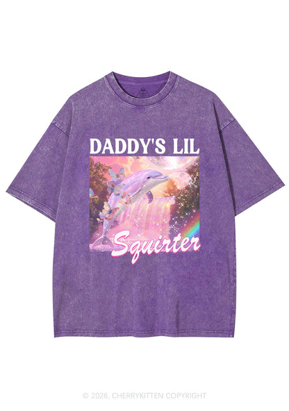 Daddys Lil Squirter Dolphin Y2K Shirts Washed Tee Cherrykitten