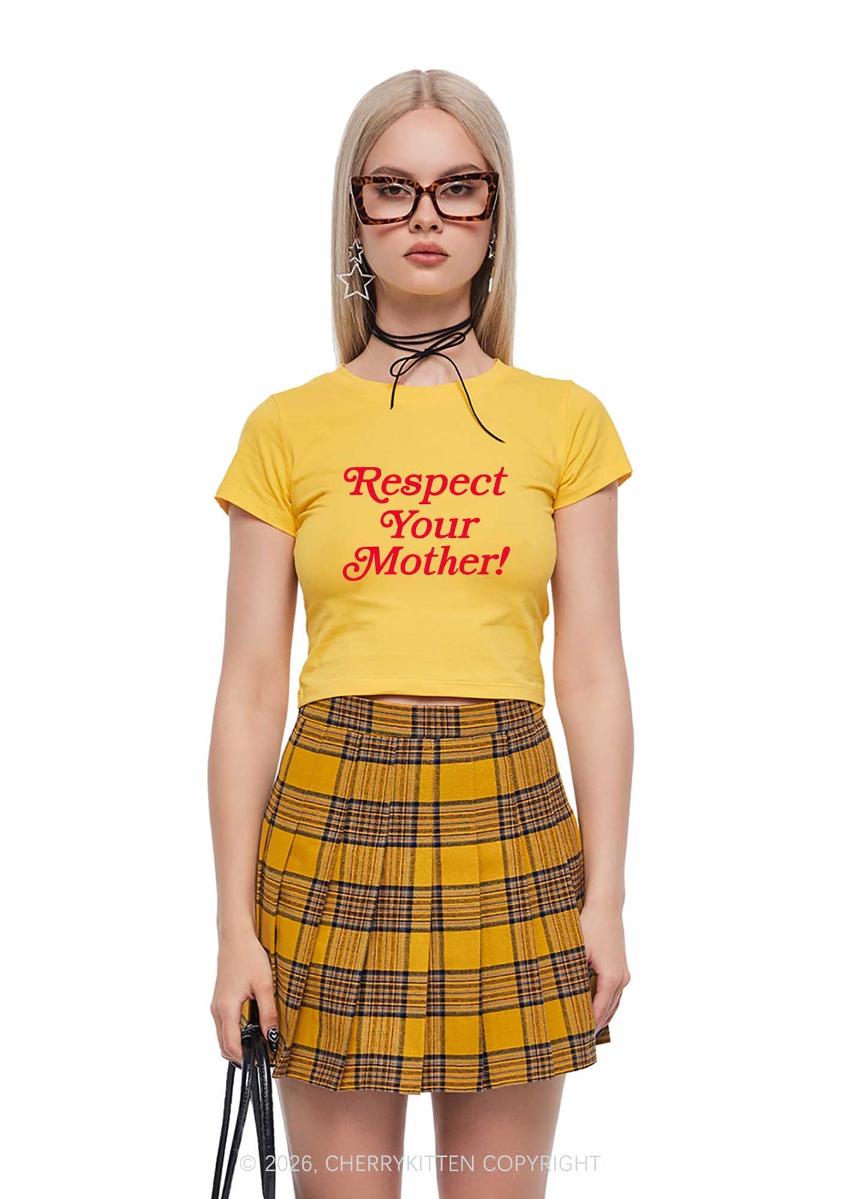 Respect Your Mother Y2K Baby Tee Cherrykitten