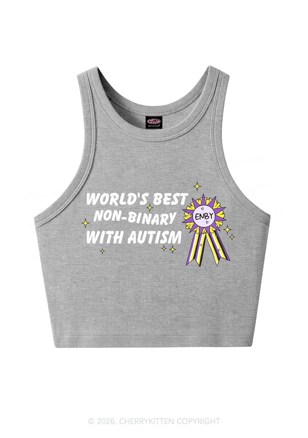 Worlds Best Nonbinary Y2K Crop Tank Top Cherrykitten