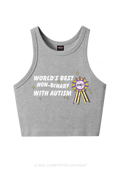 Worlds Best Nonbinary Y2K Crop Tank Top Cherrykitten