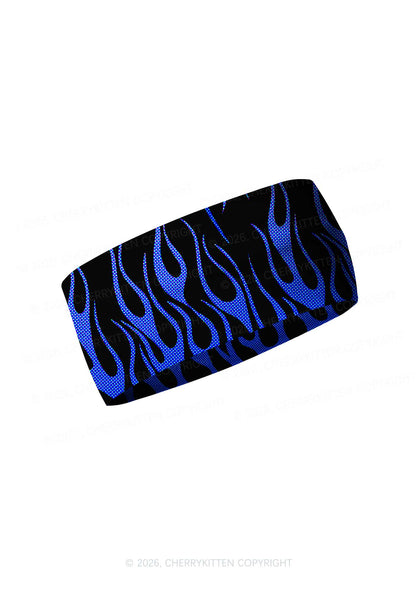 Royal Blue Flame Y2K Print Headband Cherrykitten