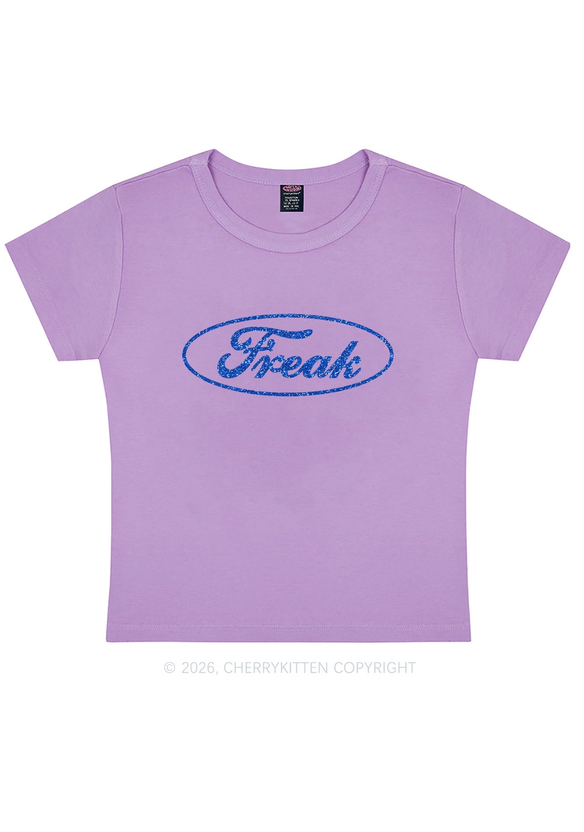 Glitter Oval Freak Y2K Baby Tee Cherrykitten