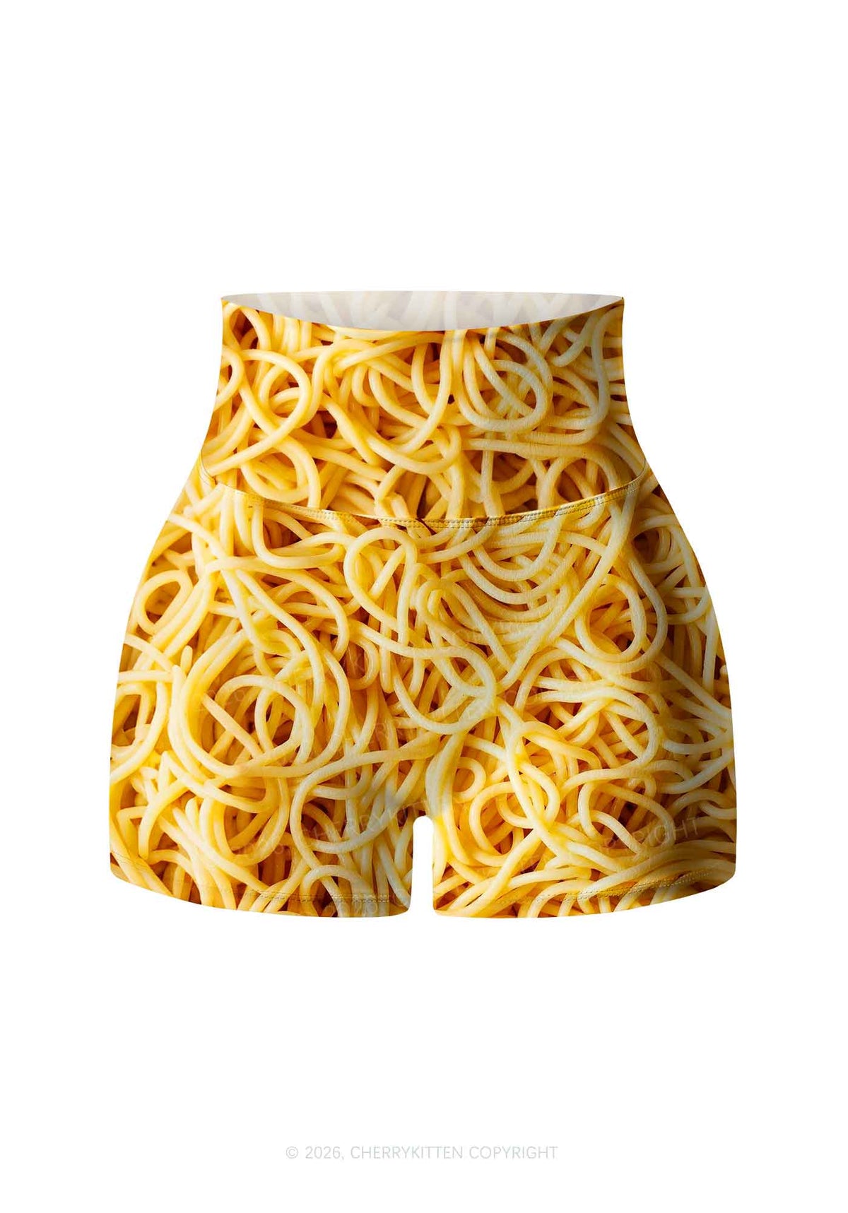 Spaghetti Pasta Y2K Print Gym Shorts Cherrykitten