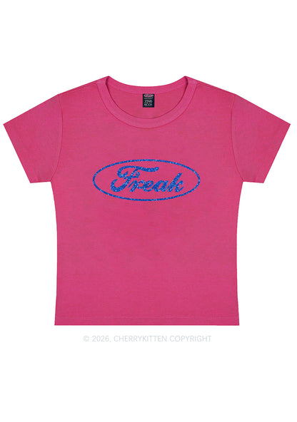 Glitter Oval Freak Y2K Baby Tee Cherrykitten