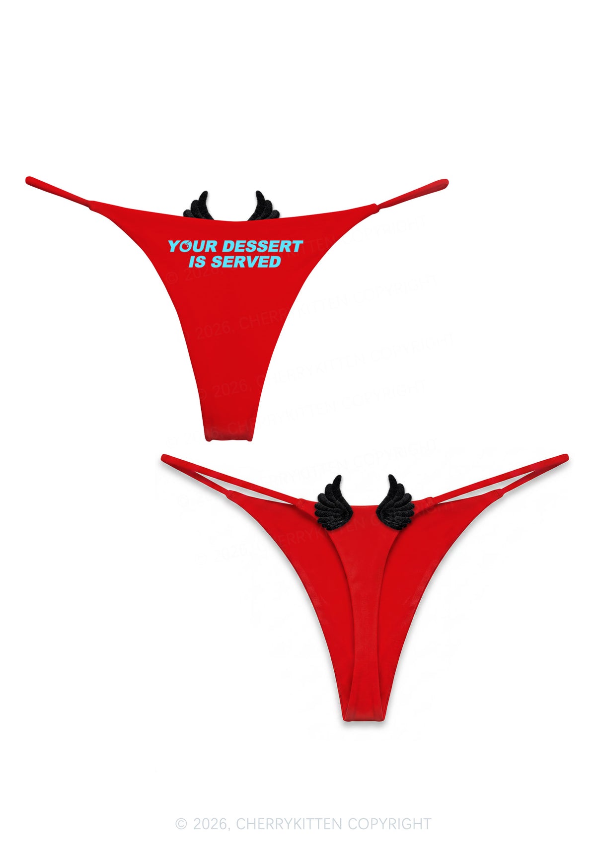 Your Dessert Is Served Y2K Goth Angel Wings Bikini String Thong Cherrykitten