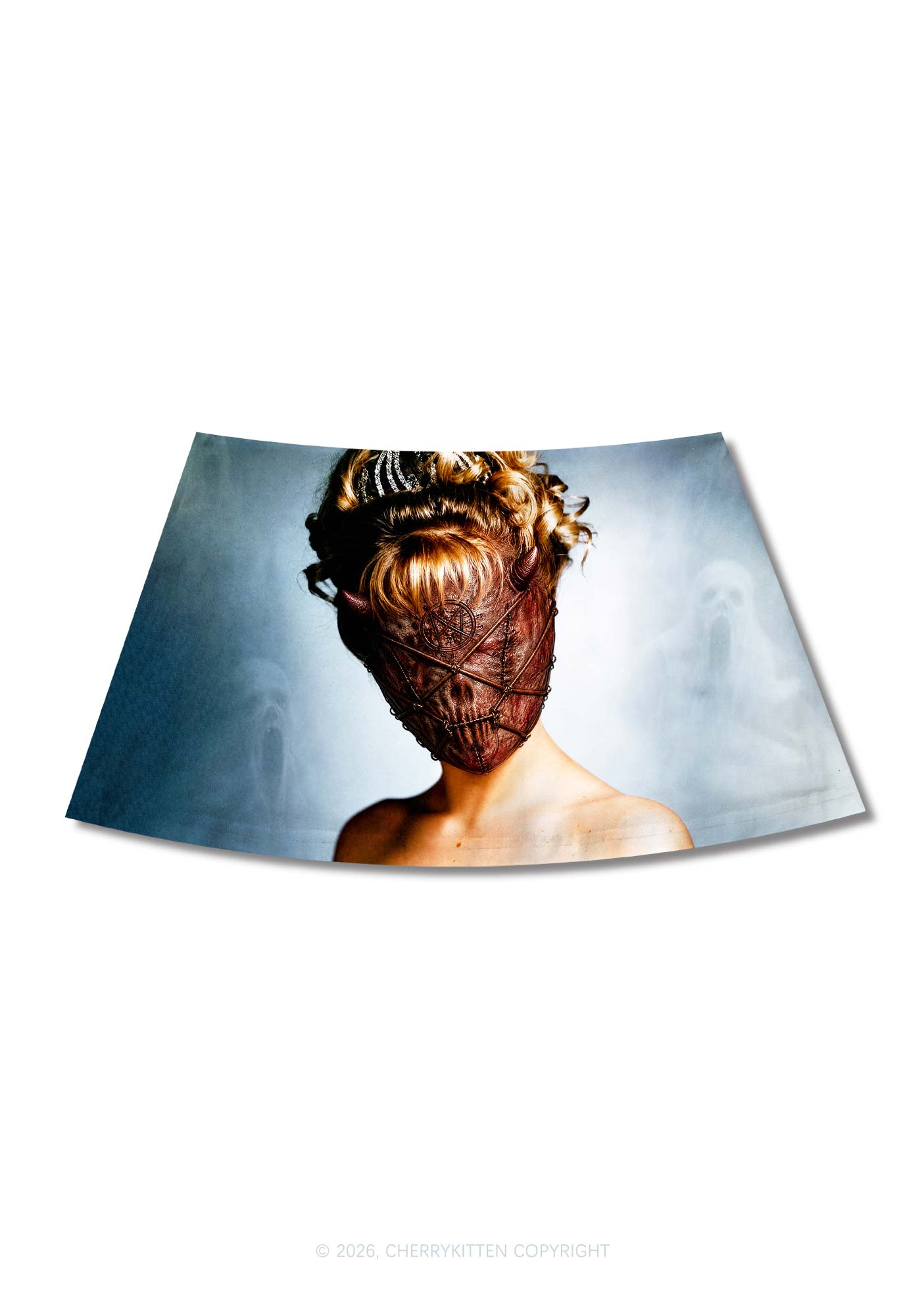 Halloween Demon Mask Woman Y2K Print Mini Skirt Cherrykitten