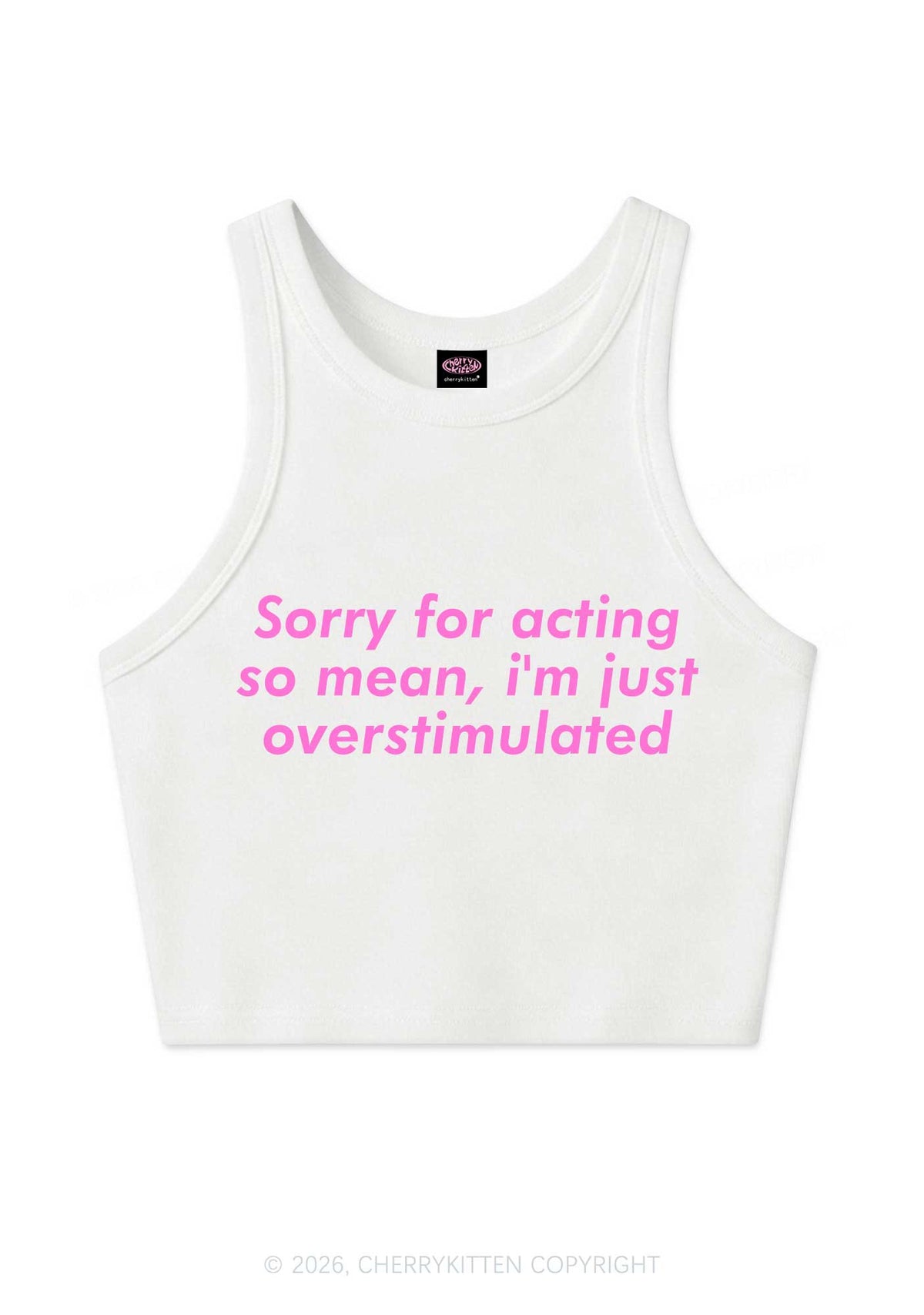 Im Just Overstimulated Y2K Crop Tank Top Cherrykitten